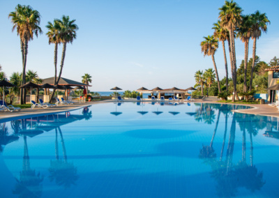 piscina esterna con palme